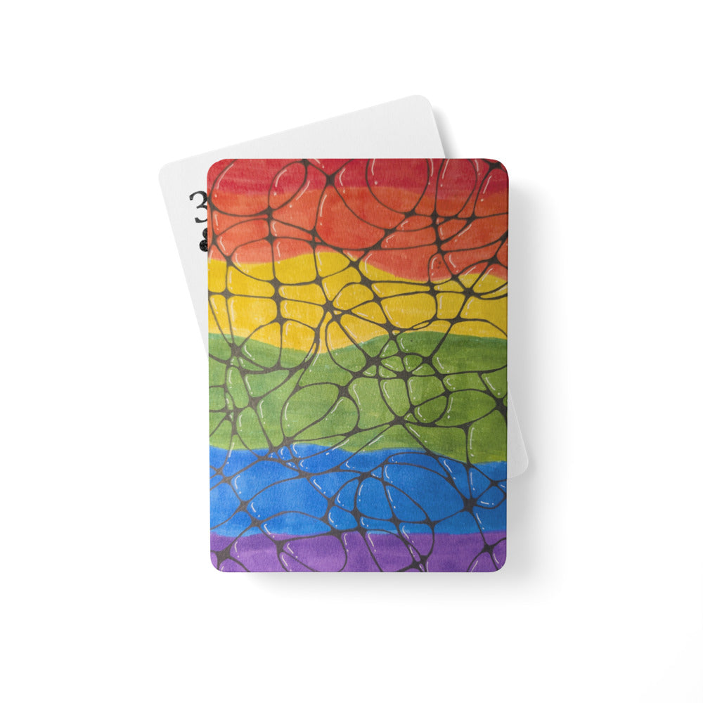 Pride Web Poker Playing Cards – Rainbow Abstract Doodle Art Deck | Unique LGBTQ+ Gift for Card Players