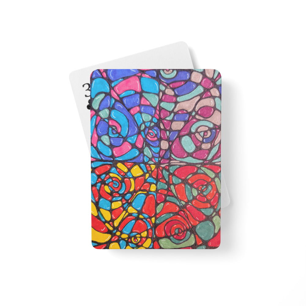 Four Vortices Poker Playing Cards – Bold Abstract Doodle Art Deck | Unique Gift for Card Players