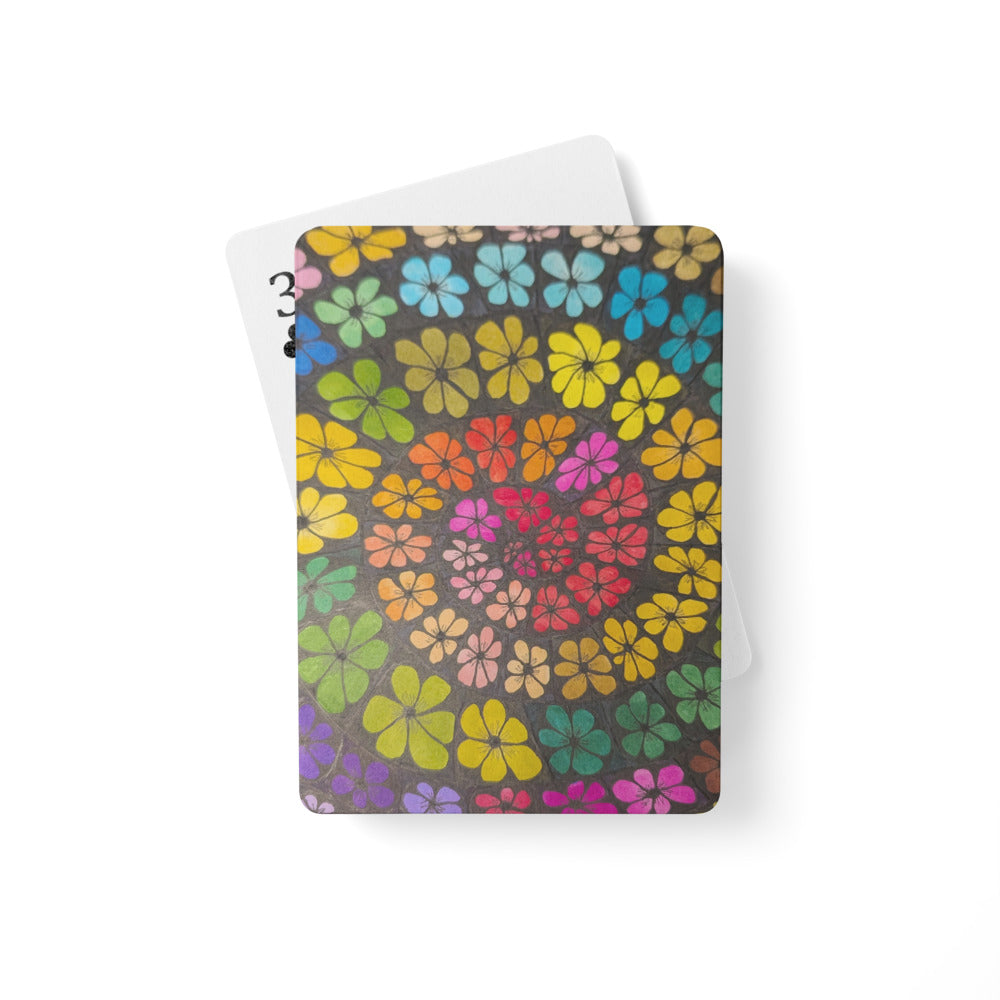 Bloom Vortex Poker Playing Cards – Floral Spiral Doodle Art Deck | Unique Gift for Card Players